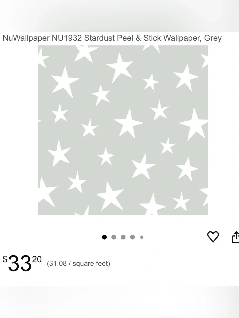Nuwallpaper peel and stick wallpaper star print NEW one roll - made in the USA
